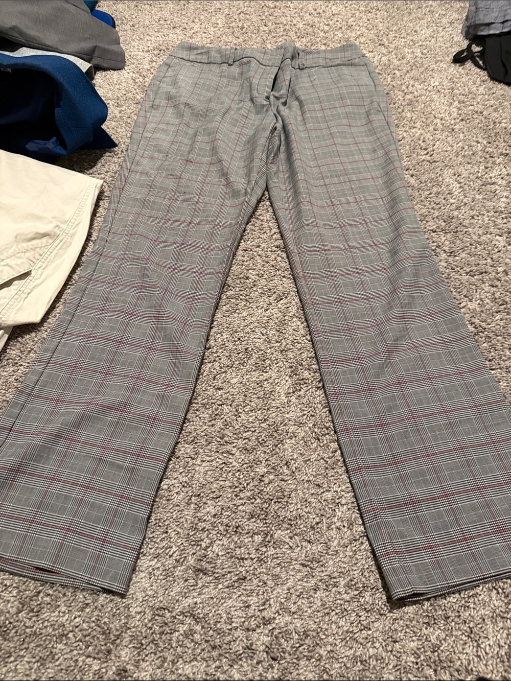 New York & Company Gray Plaid Boot-Cut Pants with Red Windowpane